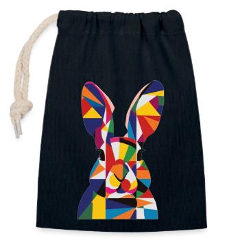 Rabbit - Closable cotton gift bag (14x20cm) - navy - Front