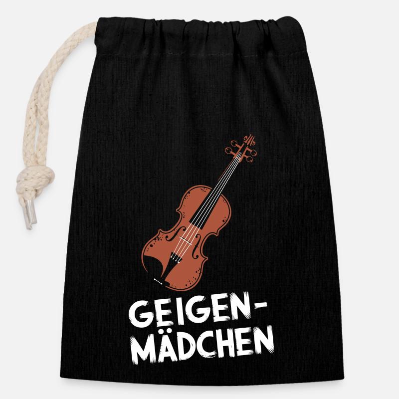 Geigen Spieler Instrument Geiger Violinist Violine - Verschließbarer Geschenkbeutel aus Baumwolle (14x20cm) - Schwarz