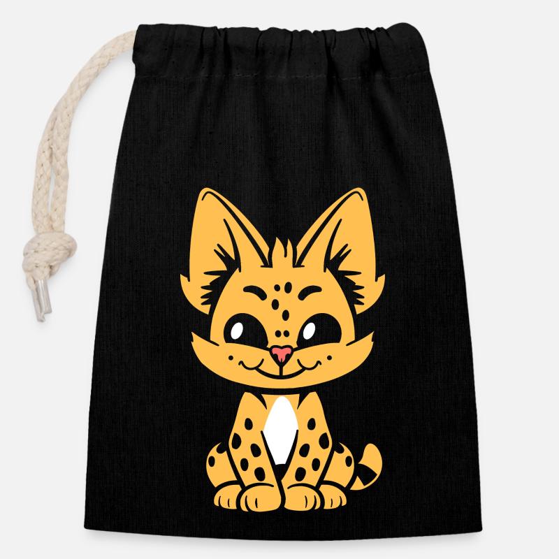 serval - Sac cadeau en coton avec cordon (14 x 20 cm) - noir