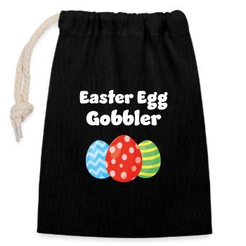 Ostereier-Gobbler - Verschließbarer Geschenkbeutel aus Baumwolle (14x20cm) - Schwarz - Vorne