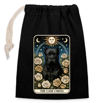 Cane Corso - Verschließbarer Geschenkbeutel aus Baumwolle (14x20cm) - Schwarz - Vorne