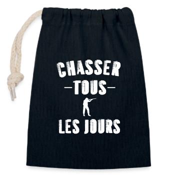 Chasser tous les jours t-shirt chasseur homme - Sac cadeau en coton avec cordon (14 x 20 cm) - bleu marine - Devant