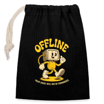 Offline Office PC Emails Computer - Closable cotton gift bag (14x20cm) - black - Front