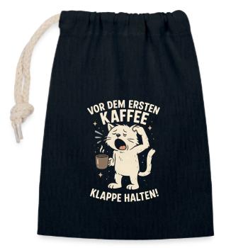 Kaffee Katze Montag Arbeit Büro Spruch - Verschließbarer Geschenkbeutel aus Baumwolle (14x20cm) - Navy - Vorne