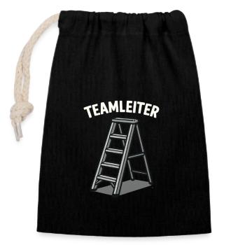 Head of Office, Head of Team and Work - Closable cotton gift bag (14x20cm) - black - Front