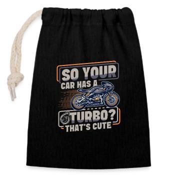 Motorcycle Racing Motorcyclist Saying - Closable cotton gift bag (14x20cm) - black - Front
