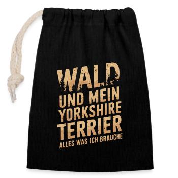 Wald und mein Yorkshire Terrier - Verschließbarer Geschenkbeutel aus Baumwolle (14x20cm) - Schwarz - Vorne