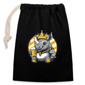 Bière Rhino - Sac cadeau en coton avec cordon (14 x 20 cm) - noir - Devant