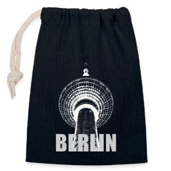 Berlin TV Tower - Closable cotton gift bag (14x20cm) - navy - Front