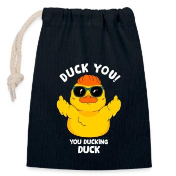 Sarcasm and duck - Closable cotton gift bag (14x20cm) - navy - Front