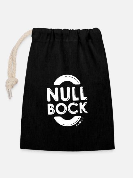 Null Bock (weiss) - Verschließbarer Geschenkbeutel aus Baumwolle (14x20cm) - Schwarz