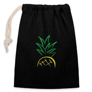 Croquis d’ananas – Graphique de fruits frais - Sac cadeau en coton avec cordon (14 x 20 cm) - noir - Devant