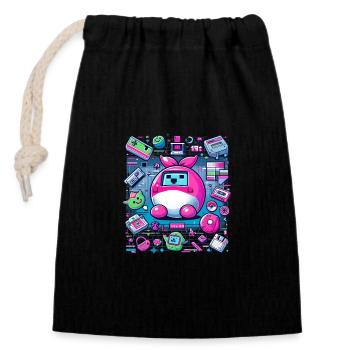 Nostalgie technologique des années 90 - Sac cadeau en coton avec cordon (14 x 20 cm) - noir - Devant
