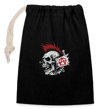 Punk Skull Rebellion - Verschließbarer Geschenkbeutel aus Baumwolle (14x20cm) - Schwarz - Vorne