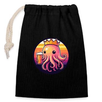 Bière de méduse - Sac cadeau en coton avec cordon (14 x 20 cm) - noir - Devant
