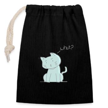 cute cat pet - Closable cotton gift bag (14x20cm) - black - Front