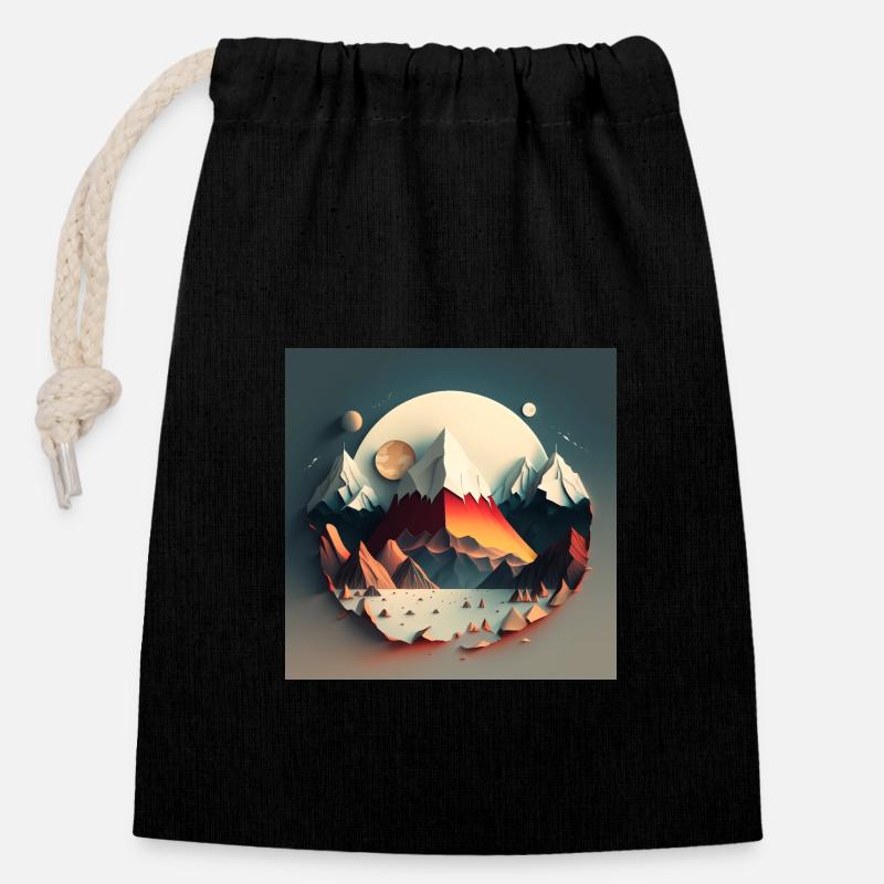 SURRÉEL - Sac cadeau en coton avec cordon (14 x 20 cm) - noir