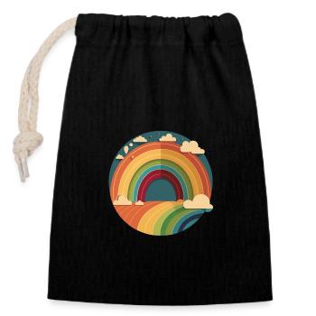 ARC-EN-CIEL - Sac cadeau en coton avec cordon (14 x 20 cm) - noir - Devant