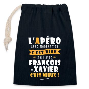 François-Xavier Cadeau Humour françois xavier - Sac cadeau en coton avec cordon (14 x 20 cm) - bleu marine - Devant