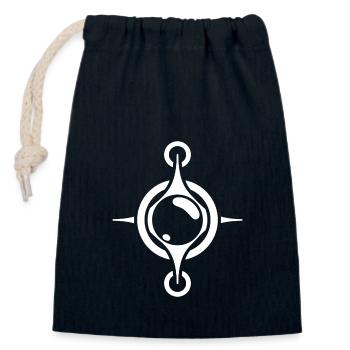Conception abstraite de boussole sphérique : conception intrigante - Sac cadeau en coton avec cordon (14 x 20 cm) - bleu marine - Devant