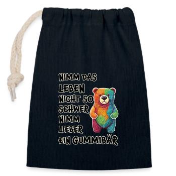 Don't take life so hard, gummy bear - Closable cotton gift bag (14x20cm) - navy - Front
