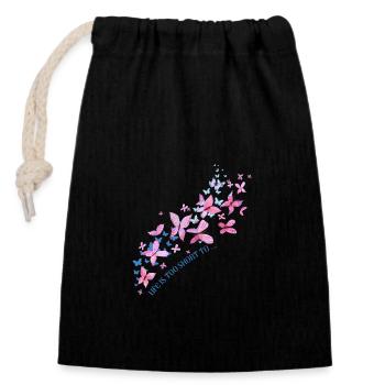live is to short too .. Design - Closable cotton gift bag (14x20cm) - black - Front