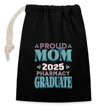 Proud Mom Of A 2025 Pharmacy Graduate College Grad - Closable cotton gift bag (14x20cm) - black - Front