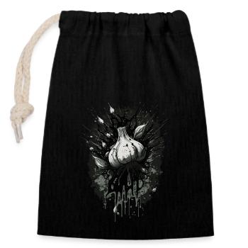 Ail - Sac cadeau en coton avec cordon (14 x 20 cm) - noir - Devant