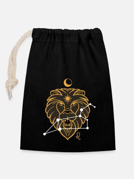 Leo - Closable cotton gift bag (14x20cm) - black