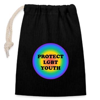 Protect LGBT Youth - Closable cotton gift bag (14x20cm) - black - Front