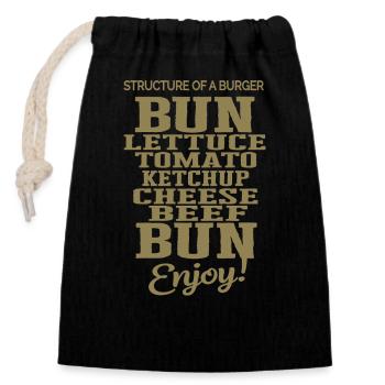 Délicieux burger structure pain au fromage tomate - Sac cadeau en coton avec cordon (14 x 20 cm) - noir - Devant