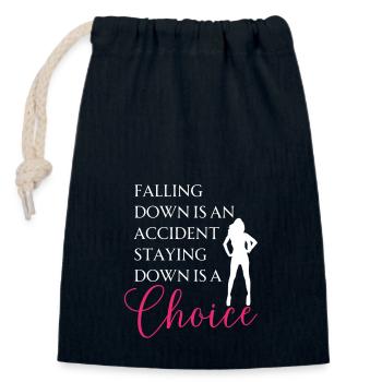 Tomber est un accident - Motivation Spruch - Sac cadeau en coton avec cordon (14 x 20 cm) - bleu marine - Devant