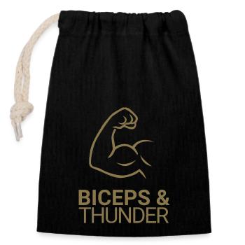 Biceps & Thunder - Closable cotton gift bag (14x20cm) - black - Front