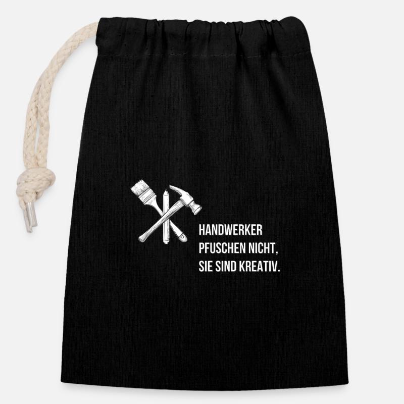Les artisans ne se trompent pas, ils sont créatifs. - Sac cadeau en coton avec cordon (14 x 20 cm) - noir