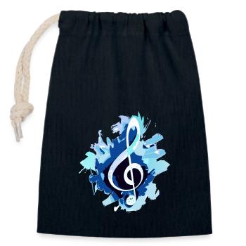 Musik Notenschlüssel - Verschließbarer Geschenkbeutel aus Baumwolle (14x20cm) - Navy - Vorne
