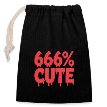 666% Cute! Satanistisches Goth Girl Design - Verschließbarer Geschenkbeutel aus Baumwolle (14x20cm) - Schwarz - Vorne