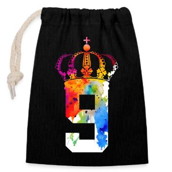 KING 9 ANS QUEEN 9E ANNIVERSAIRE - Sac cadeau en coton avec cordon (14 x 20 cm) - noir - Devant