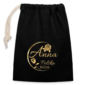 Anna-Rosen-polnische Rose - Verschließbarer Geschenkbeutel aus Baumwolle (14x20cm) - Schwarz - Vorne