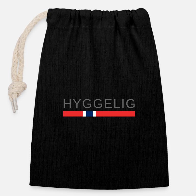 Belle Norvège - Sac cadeau en coton avec cordon (14 x 20 cm) - noir