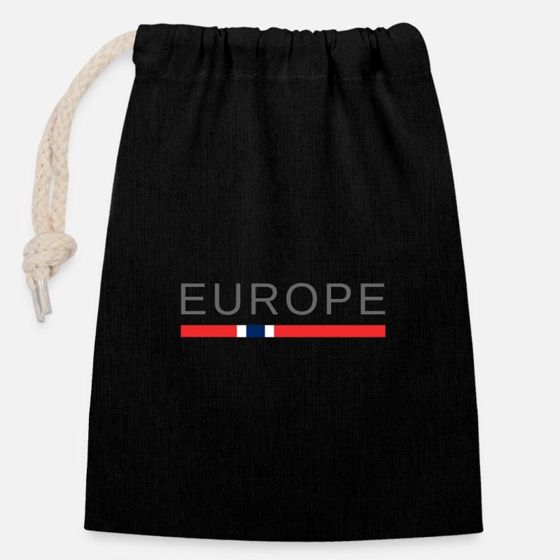 Europe - Sac cadeau en coton avec cordon (14 x 20 cm) - noir