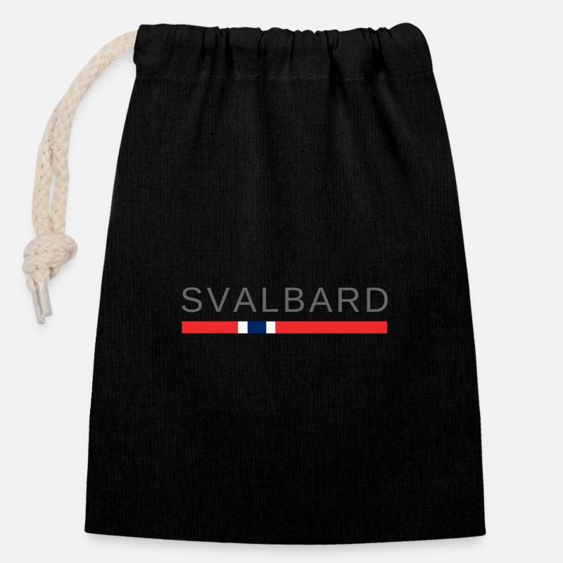 Svalbard Norvège - Sac cadeau en coton avec cordon (14 x 20 cm) - noir