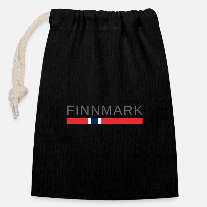 Finnmark Norwegen - Verschließbarer Geschenkbeutel aus Baumwolle (14x20cm) - Schwarz