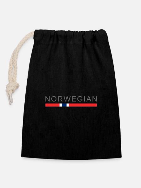 norwegisch - Verschließbarer Geschenkbeutel aus Baumwolle (14x20cm) - Schwarz
