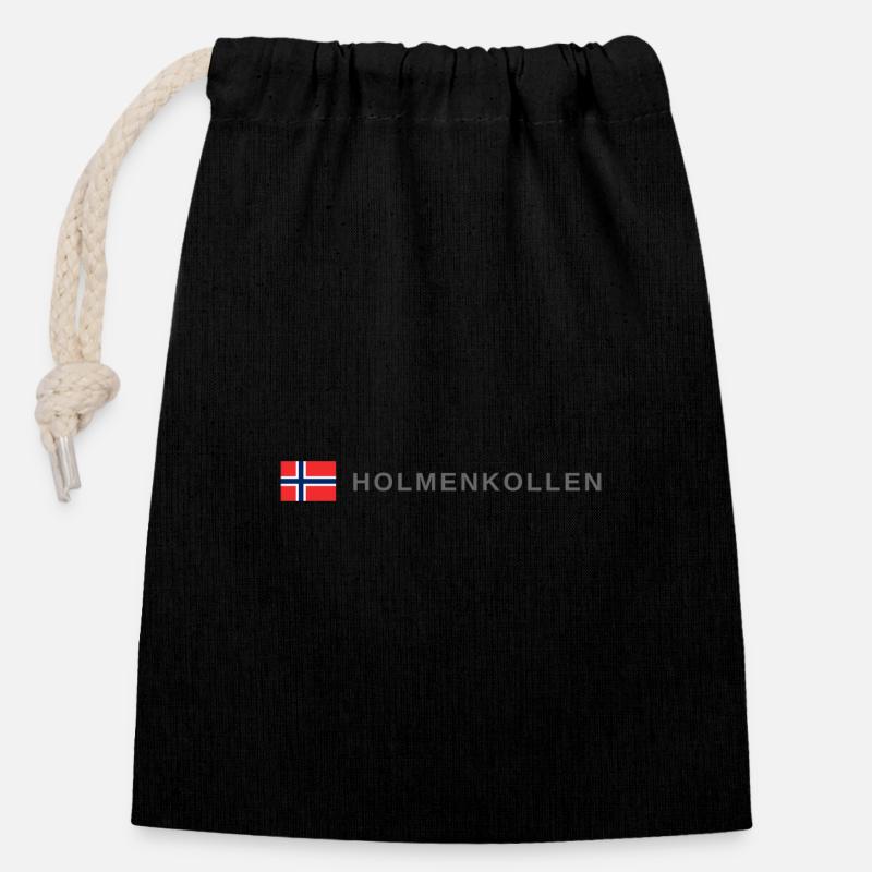 Holmenkollen Norway - Closable cotton gift bag (14x20cm) - black
