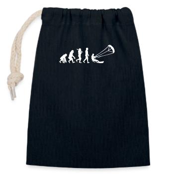 Evolution of kitesurfing - Closable cotton gift bag (14x20cm) - navy - Front
