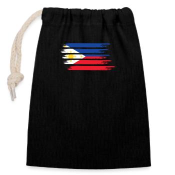 Drapeau des Philippines - Sac cadeau en coton avec cordon (14 x 20 cm) - noir - Devant