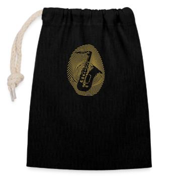 Saxophone Design - Closable cotton gift bag (14x20cm) - black - Front