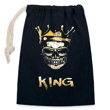 King - Closable cotton gift bag (14x20cm) - navy - Front