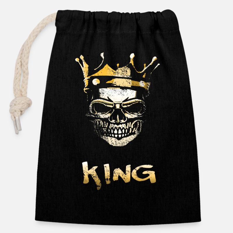 King - Closable cotton gift bag (14x20cm) - black