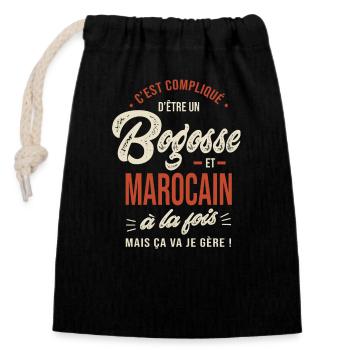 Marocain Bogosse Cadeau Humour Maroc - Sac cadeau en coton avec cordon (14 x 20 cm) - noir - Devant